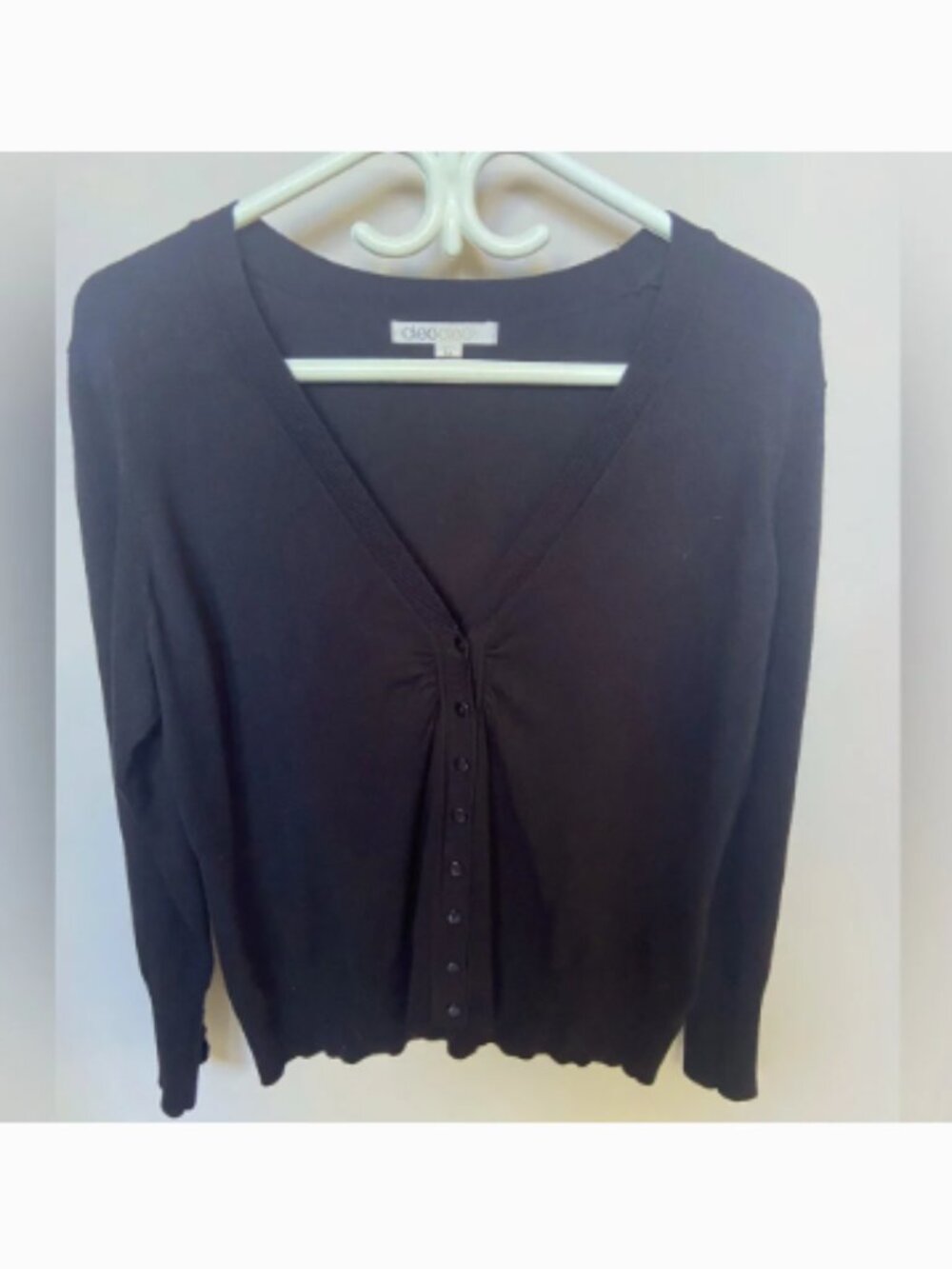 Cleo Black Knit button up Cardigan size large